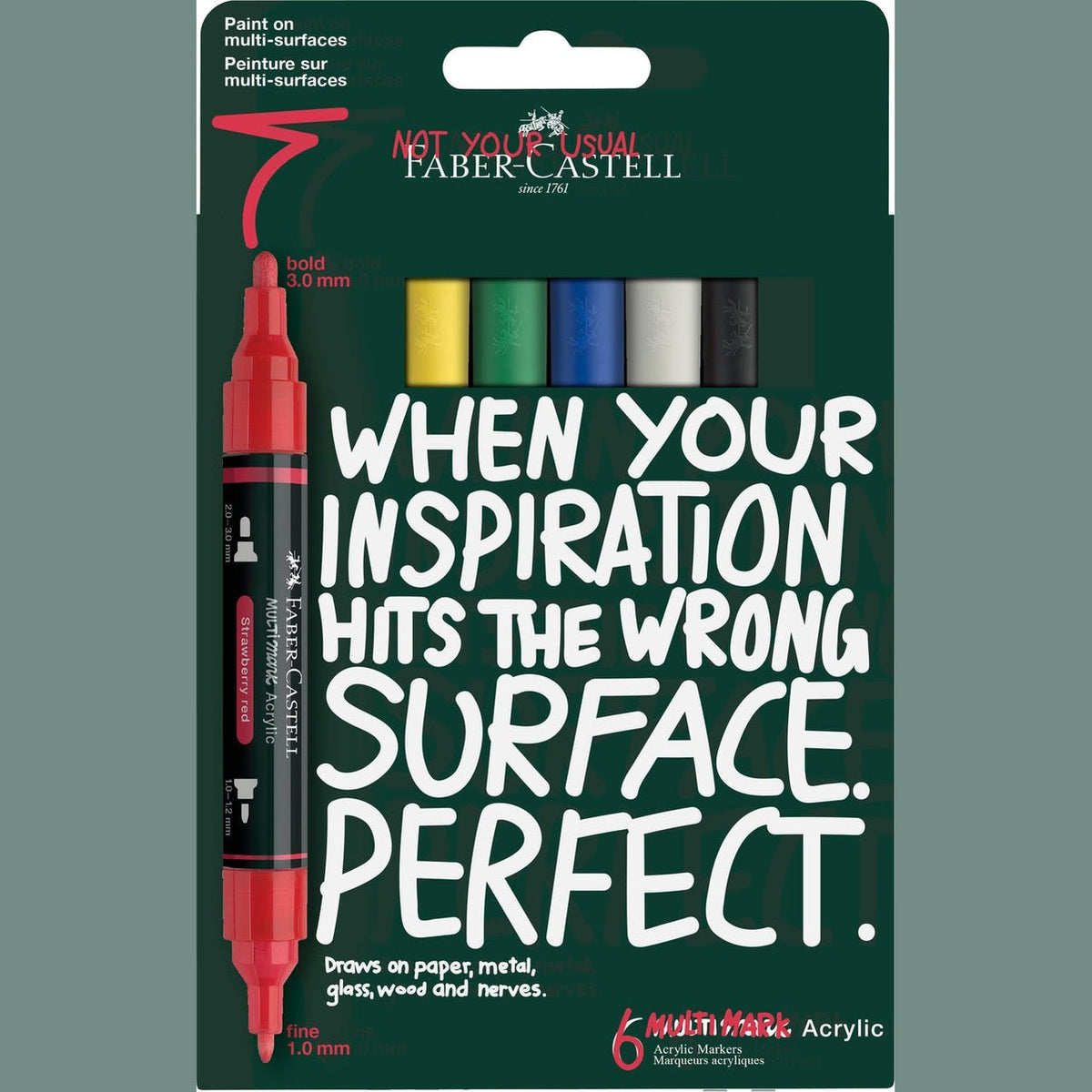 Conjunto de 6 Marcadores acrílicos Faber - Castell Multi Mark - Papelaria Encantada