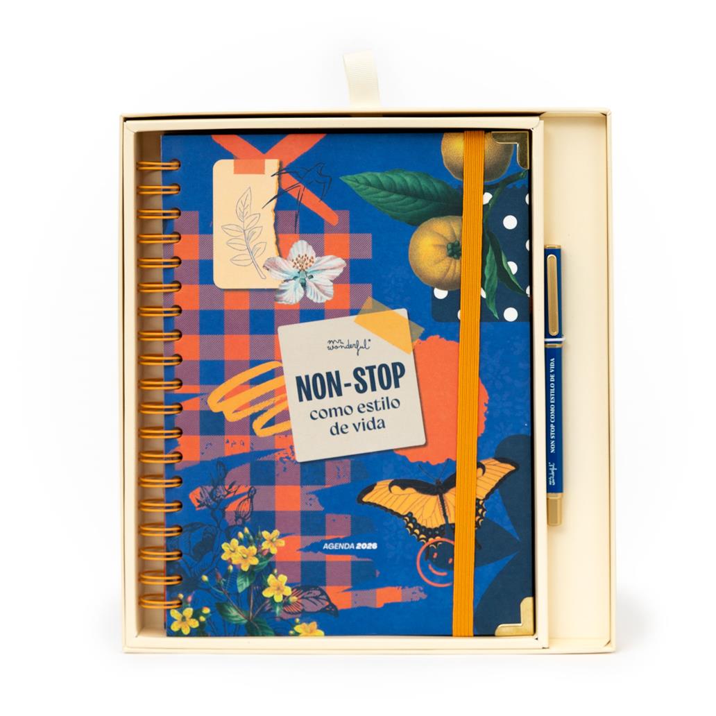Conjunto de Agenda Office 2026 Semanal Grande + Esferográfica - Non stop como estilo de vida - Papelaria Encantada