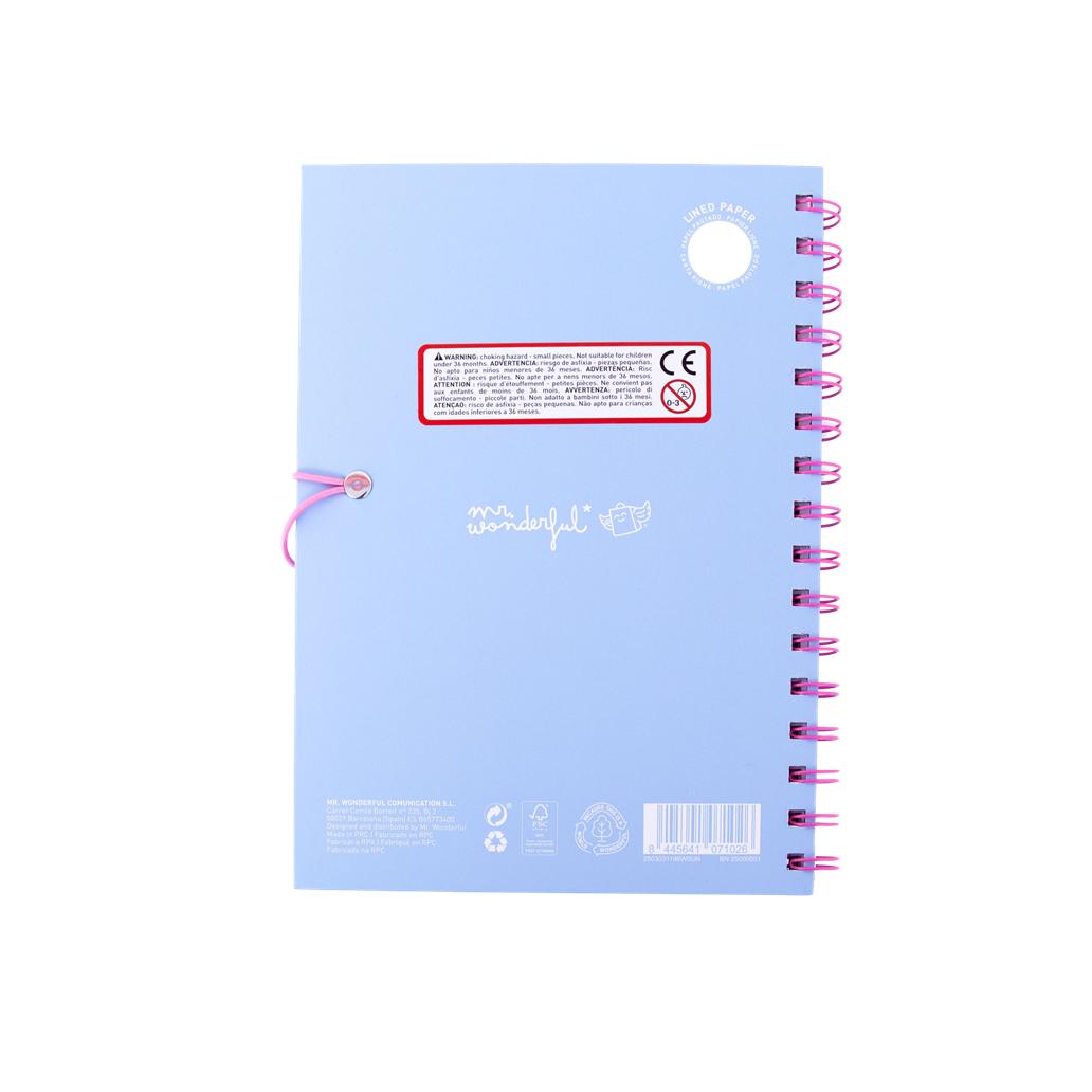 Conjunto de caderno A5 com pins - Azul Mr. Wonderful - Papelaria Encantada