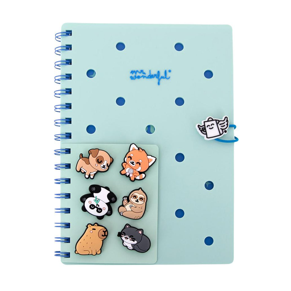 Conjunto de caderno A5 com pins - Verde - Mr. Wonderful - Papelaria Encantada