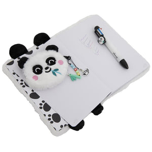 Conjunto de caderno A5 + porta - moedas + esferográfica apagável - Panda - Papelaria Encantada