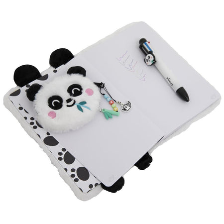 Conjunto de caderno A5 + porta - moedas + esferográfica apagável - Panda - Papelaria Encantada
