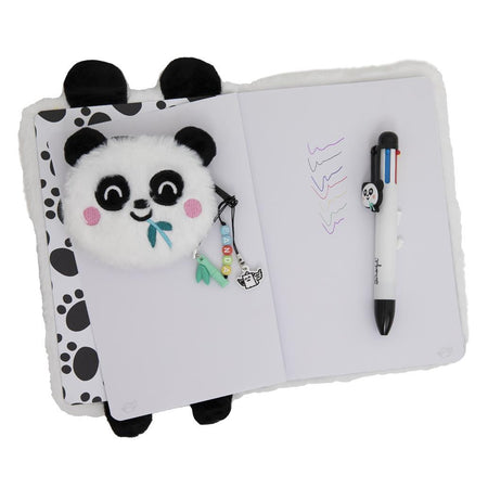 Conjunto de caderno A5 + porta - moedas + esferográfica apagável - Panda - Papelaria Encantada