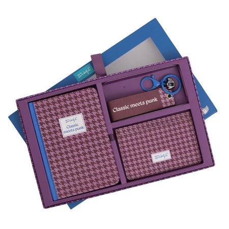Conjunto de caderno A6 + porta - moedas + porta - chaves - Pied de poule Mr.Wonderful - Papelaria Encantada
