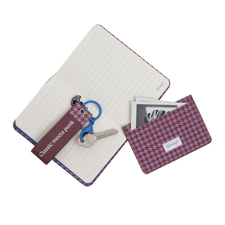 Conjunto de caderno A6 + porta - moedas + porta - chaves - Pied de poule Mr.Wonderful - Papelaria Encantada