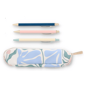 Conjunto de escrita Flower print - estojo, 2 canetas, 1 lapiseira Mr. Wonderful - Papelaria Encantada