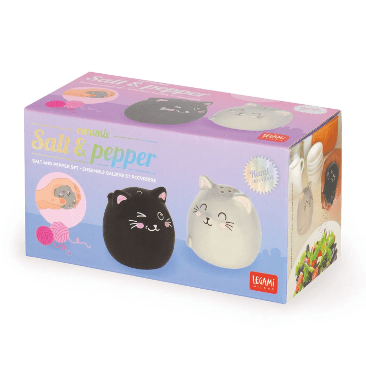 Conjunto de Saleiro e Pimenteiro de Cerâmica Gatos Legami - Papelaria Encantada