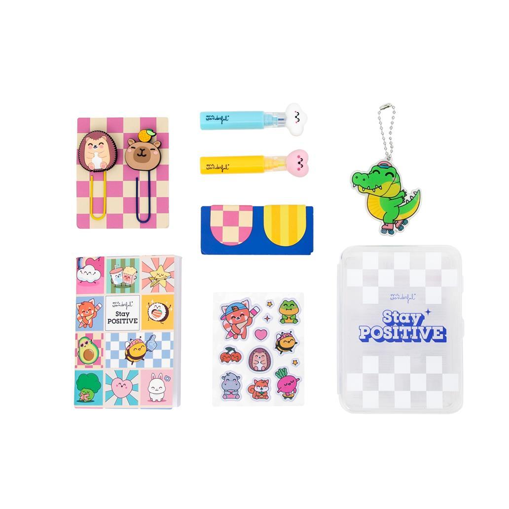 Conjunto para decorar a tua Agenda - Stay positive - Mr.wonderful - Papelaria Encantada