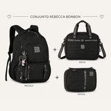 Conjunto Rebecca Bonbon Preto Mochila+Estojo+Lancheira - Papelaria Encantada