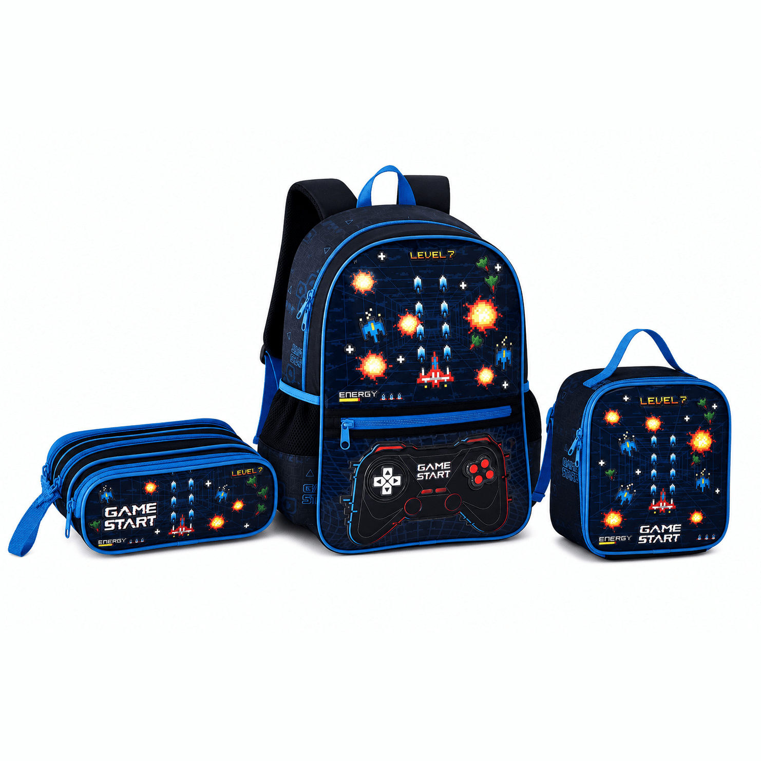 Conjunto Videogame Mochila+Lancheira+Estojo Triplo - Papelaria Encantada