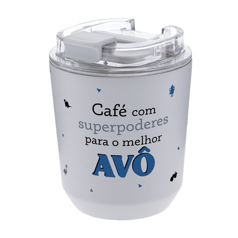 Copo térmico café com superpoderes para o melhor avô - Papelaria Encantada
