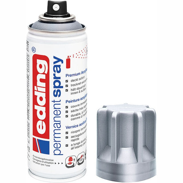 Spray acrílico permanente edding 5200 de 200 ml Prata