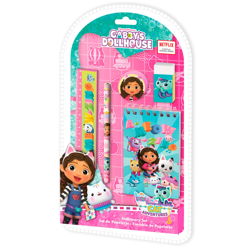 Conjunto papelaria 5 peças Gabby's Dollhouse