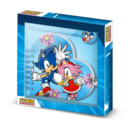 Diário do Coração Azul Sonic + Caneta Sonic Amy - Papelaria Encantada