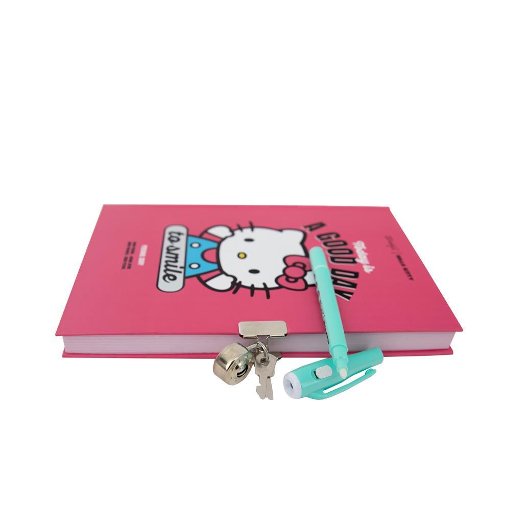 Diário pessoal + Esferográfica com tinta normal e invisível Hello Kitty - Never stop dreaming - Papelaria Encantada