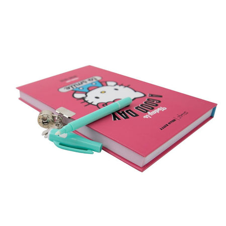 Diário pessoal + Esferográfica com tinta normal e invisível Hello Kitty - Never stop dreaming - Papelaria Encantada