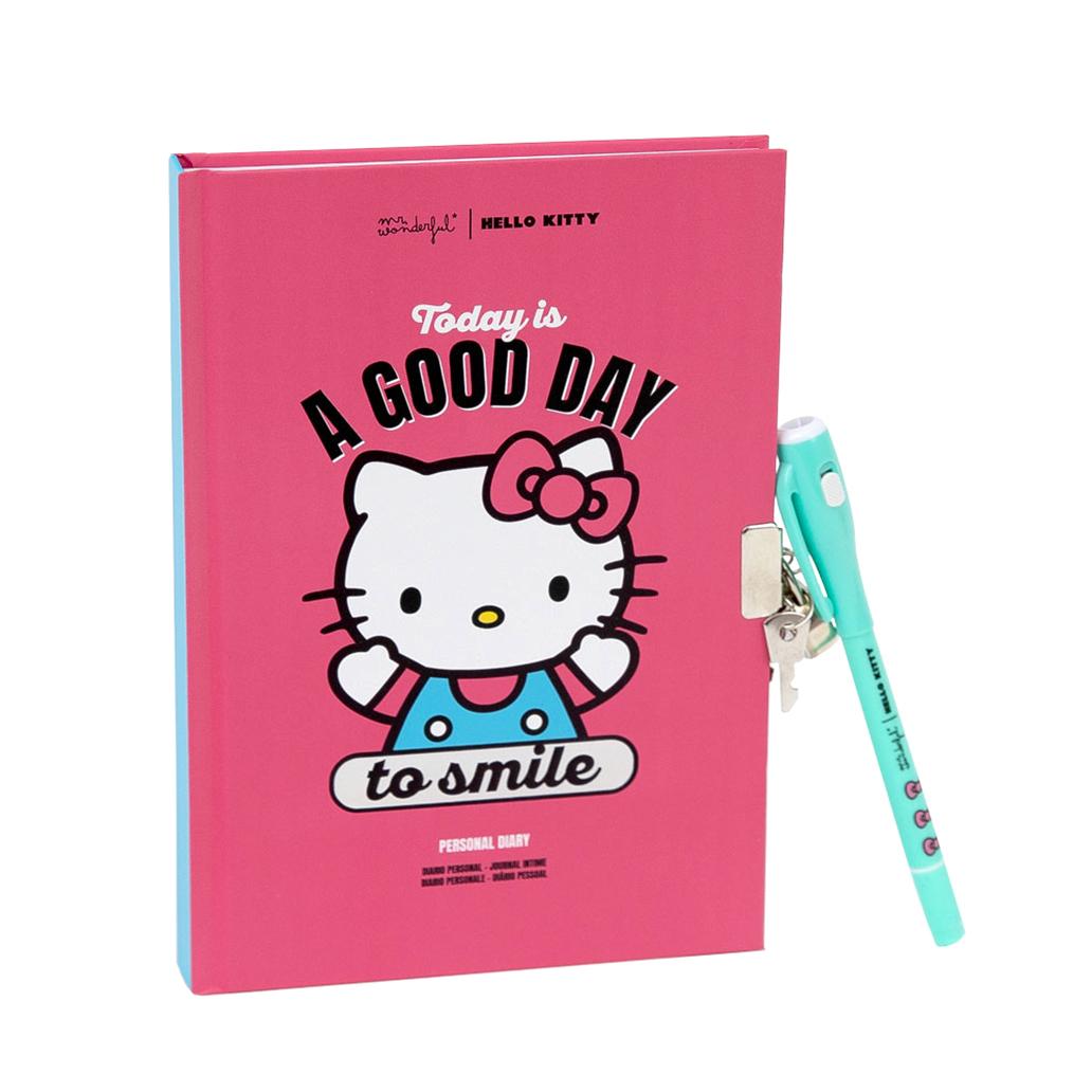 Diário pessoal + Esferográfica com tinta normal e invisível Hello Kitty - Never stop dreaming - Papelaria Encantada