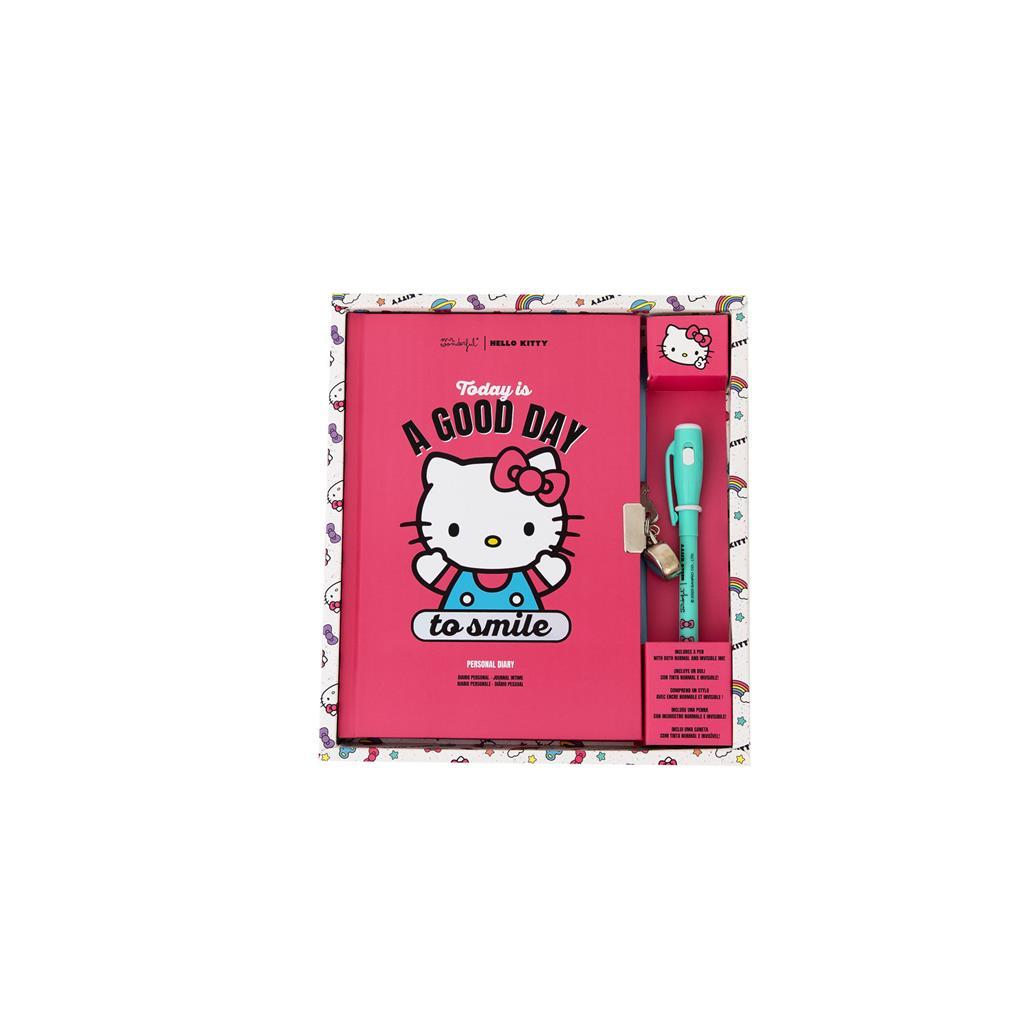 Diário pessoal + Esferográfica com tinta normal e invisível Hello Kitty - Never stop dreaming - Papelaria Encantada