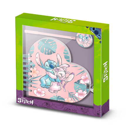 Diário Rosa Lilo e Stitch + Caneta Fashion Lilo e Stitch Stitch & Angel - Papelaria Encantada