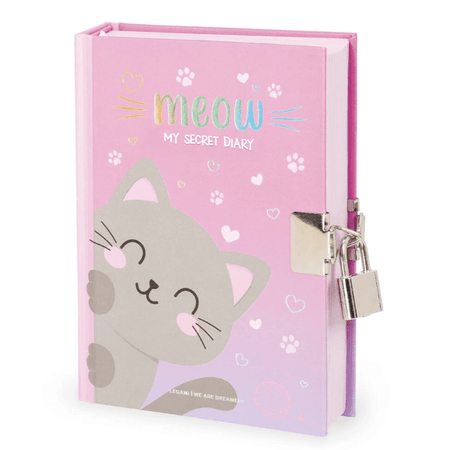 Diário Secreto com Cadeado - Meu Diário Secreto Gato Legami - Papelaria Encantada