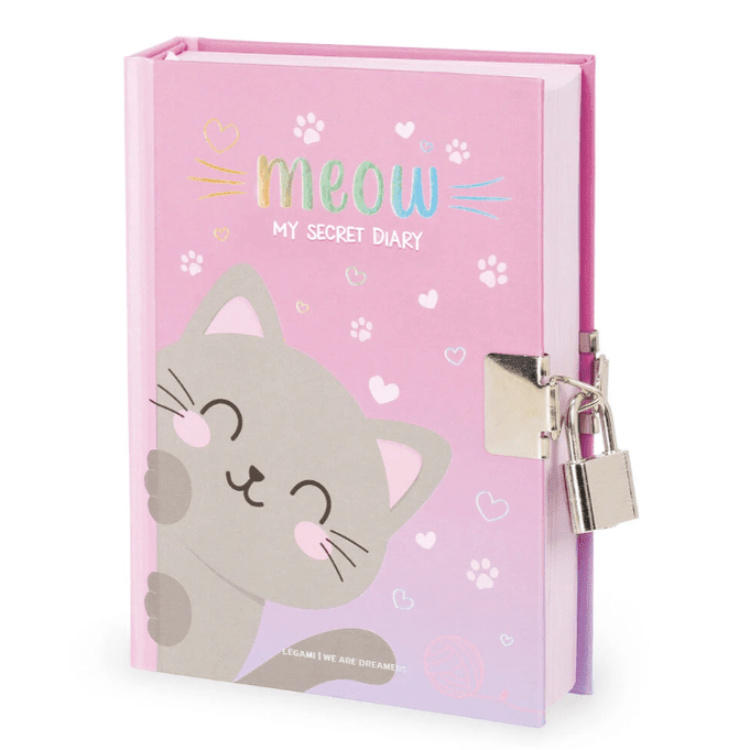 Diário Secreto com Cadeado - Meu Diário Secreto Gato Legami - Papelaria Encantada