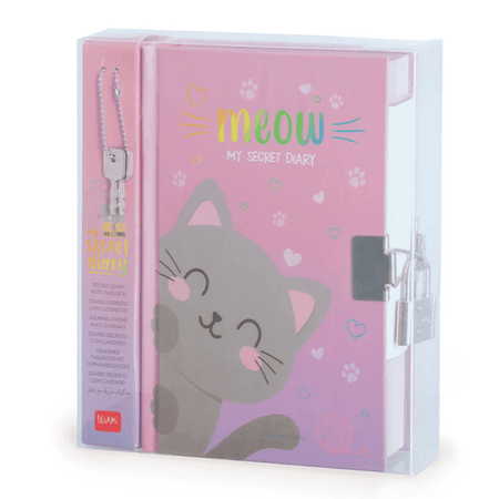 Diário Secreto com Cadeado - Meu Diário Secreto Gato Legami - Papelaria Encantada