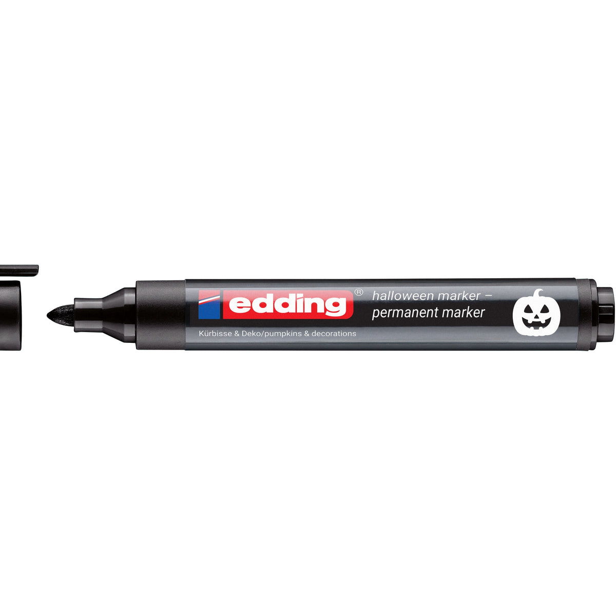 Marcador Edding 3110 Halloween preto com ponta redonda de 1,5–3 mm e tampa retirada