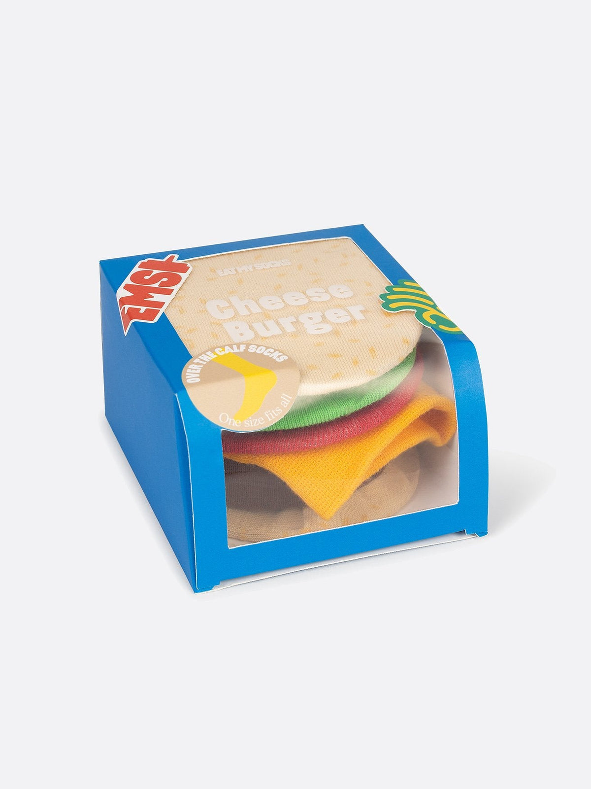 Meias Eat My Socks Cheeseburger - embalagem Hambúrguer com queijo