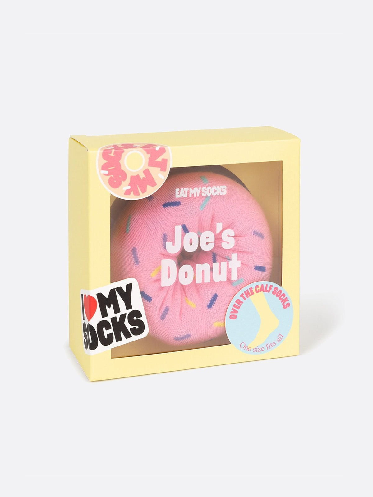 Meias Eat My Socks Joe's Donut Strawberry - embalagem Donut de morango