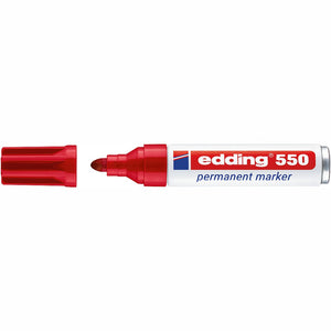 Marcador Permanente edding 550 Ponta Redonda 3–4 mm — Vermelho