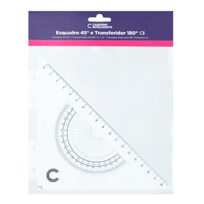 Esquadro e transferidor para caderno inteligente - Papelaria Encantada
