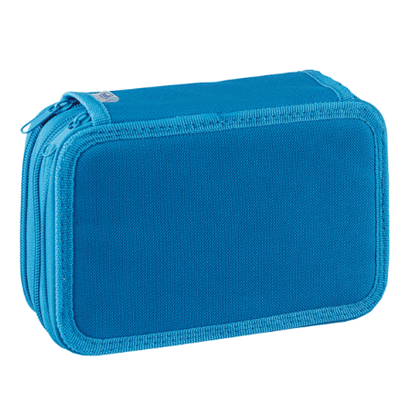 Estojo completo com 3 fechos Azul Neon Favorit - Papelaria Encantada