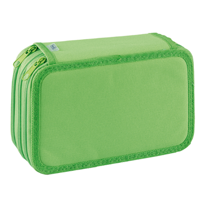 Estojo completo com 3 fechos Verde Neon Favorit - Papelaria Encantada
