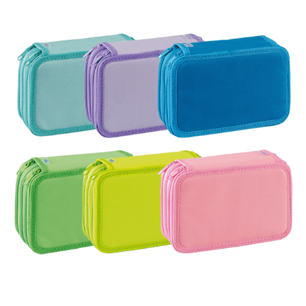 Estojo completo com 3 fechos Verde pastel Favorit - Papelaria Encantada