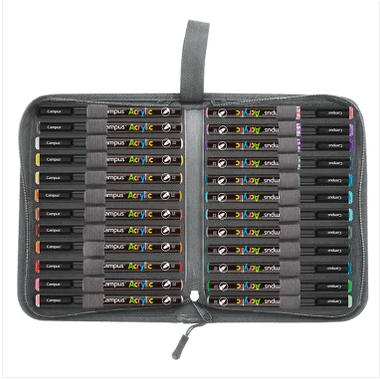 Estojo de marcadores de acrílico Campus Acrylic 2.0 com 24 cores - Papelaria Encantada