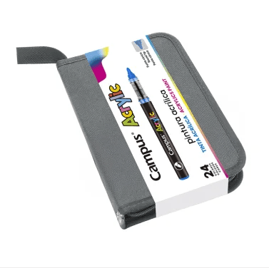 Estojo de marcadores de acrílico Campus Acrylic 2.0 com 24 cores - Papelaria Encantada