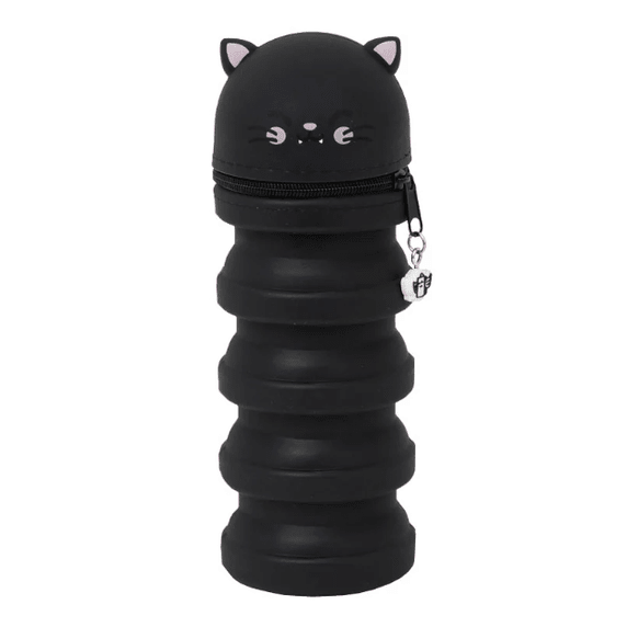 Estojo extensível em silicone - Gato preto Mr Wonderful - Papelaria Encantada