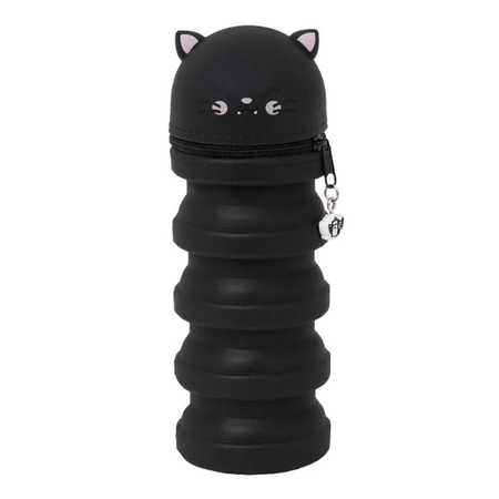 Estojo extensível em silicone - Gato preto Mr Wonderful - Papelaria Encantada