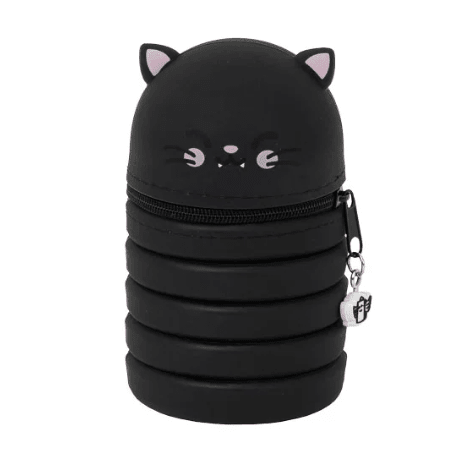 Estojo extensível em silicone - Gato preto Mr Wonderful - Papelaria Encantada