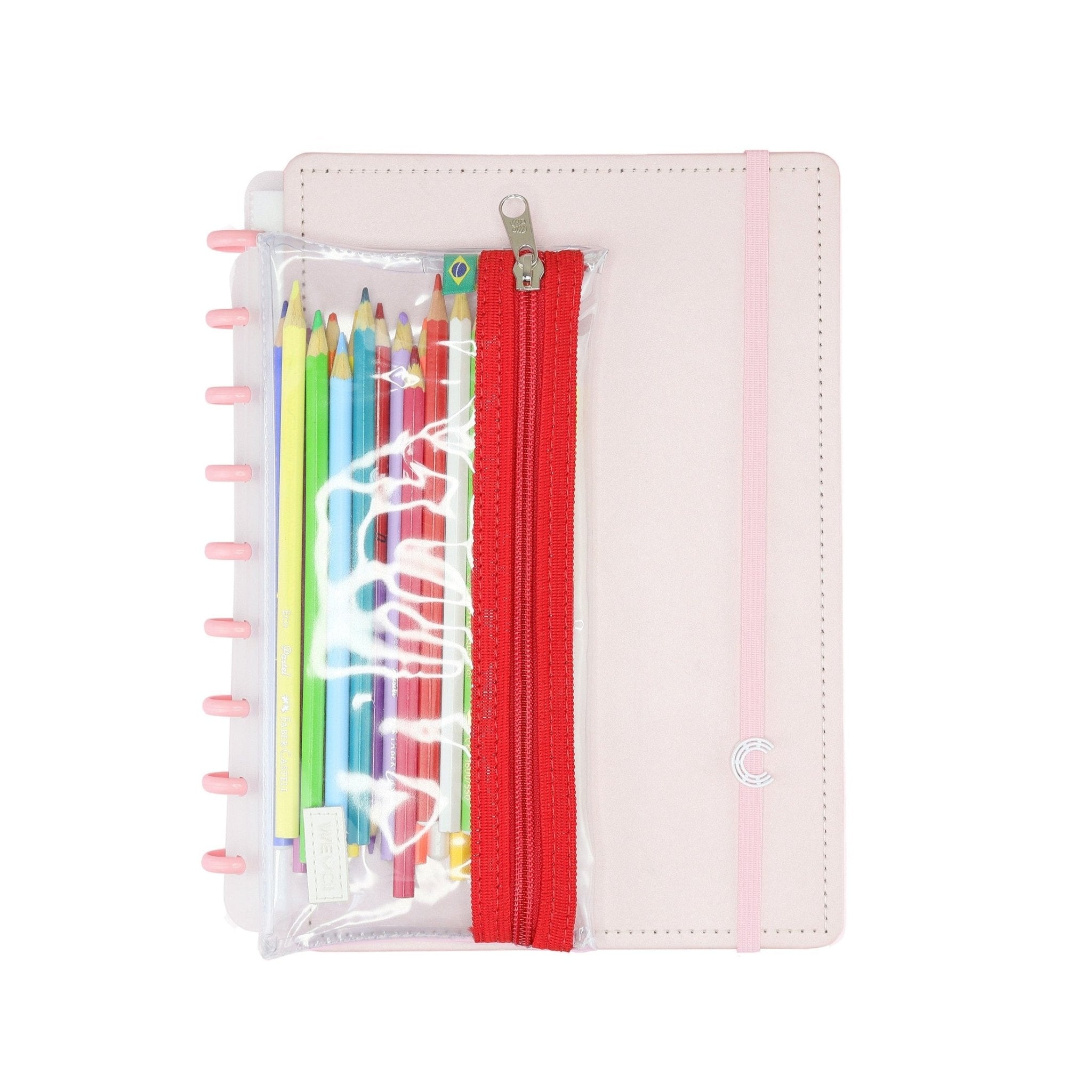 Estojo para caderno inteligente crystal vermelho - Papelaria Encantada