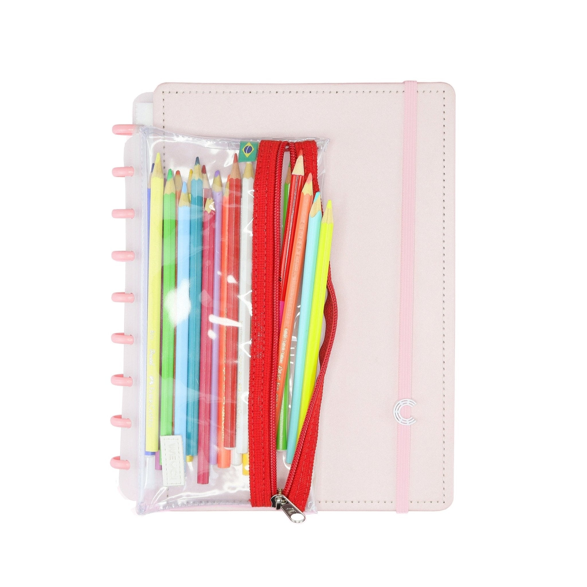 Estojo para caderno inteligente crystal vermelho - Papelaria Encantada