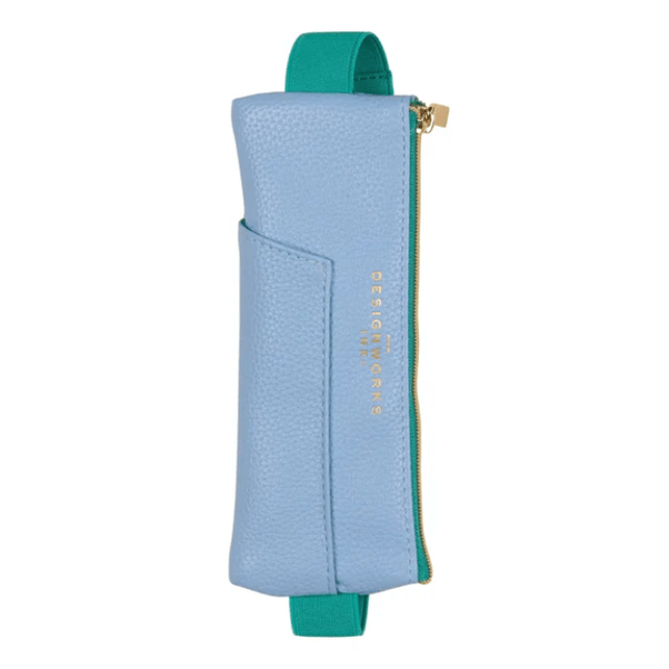 Estojo para Canetas em Pele Vegan Azul Claro e Verde – DesignWorks Ink - Papelaria Encantada