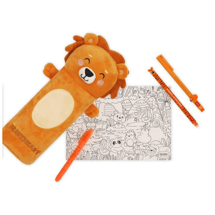 Estojo para lápis - super macio Leão de pelucia Legami - Papelaria Encantada