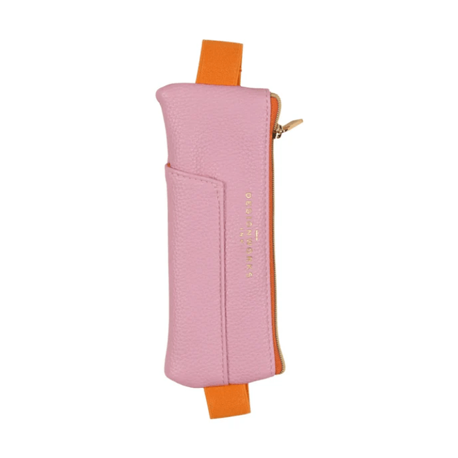 Estojo Premium em Pele Vegan Rosa e Laranja - Designworks - Papelaria Encantada