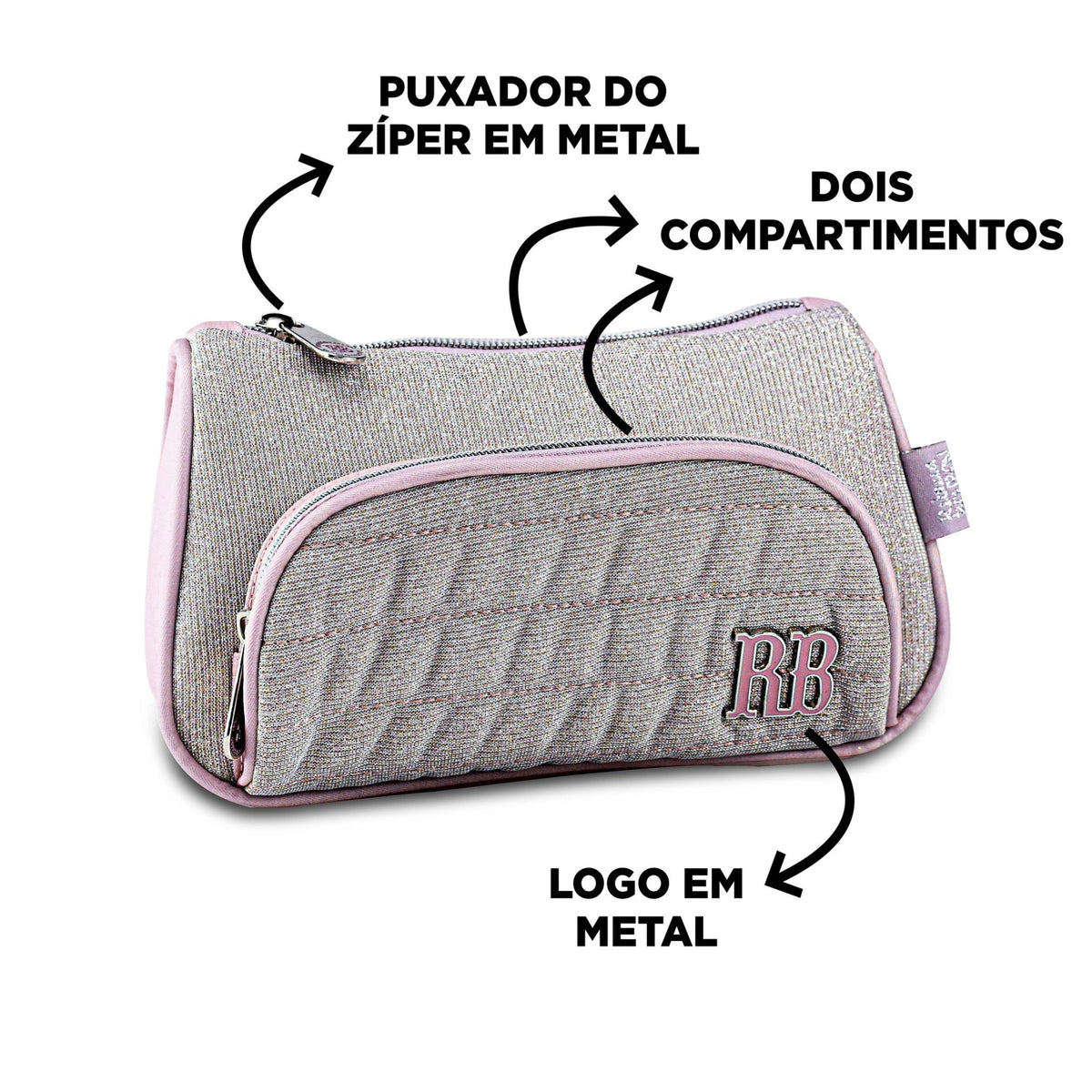 Estojo Rebecca bonbon Rosa Brilhante - Papelaria Encantada