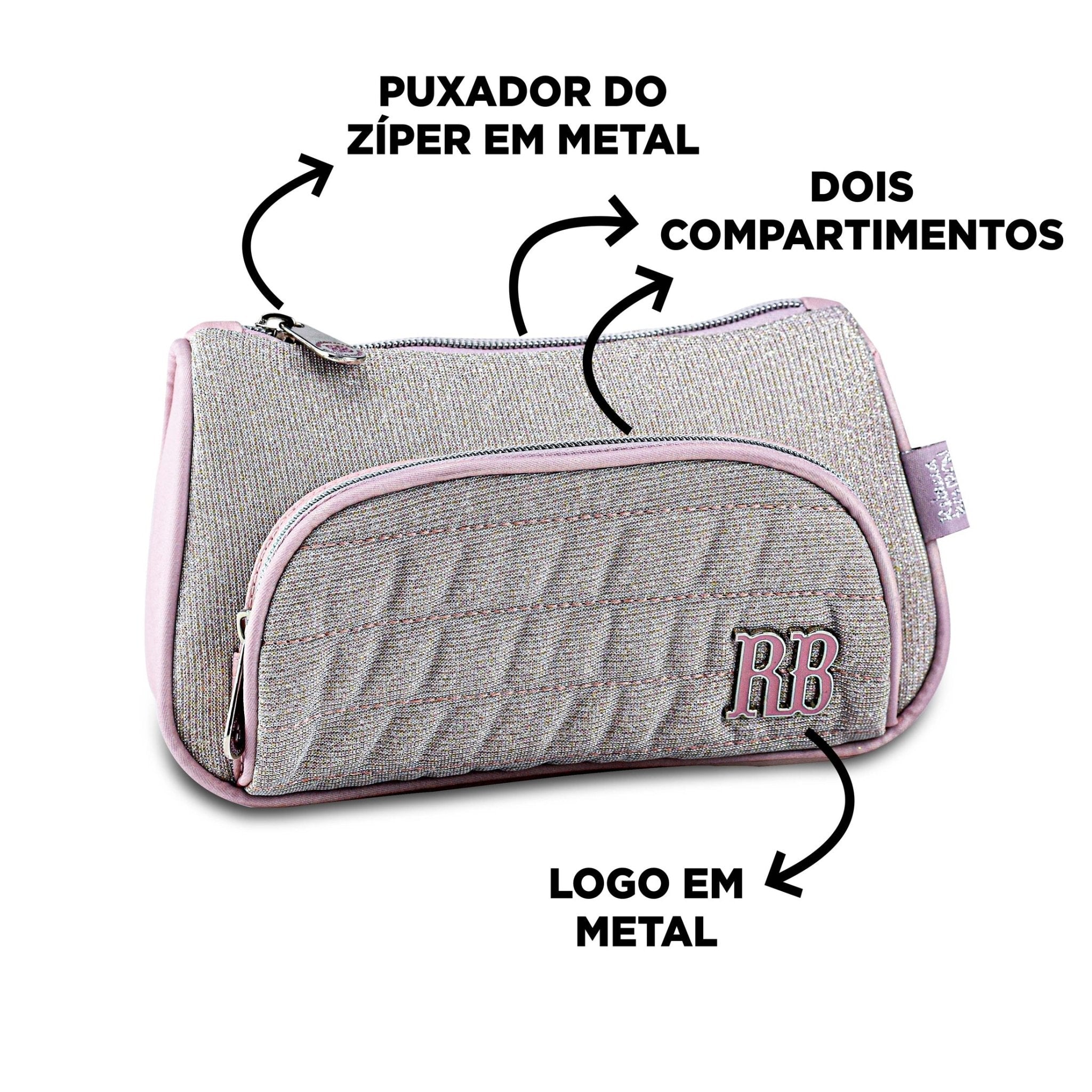 Estojo Rebecca bonbon Rosa Brilhante - Papelaria Encantada