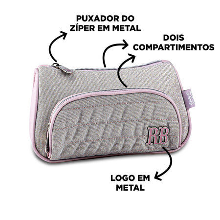 Estojo Rebecca bonbon Rosa Brilhante - Papelaria Encantada
