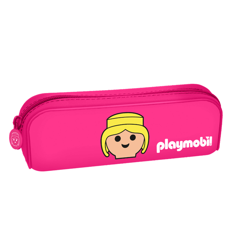Estojo silicone Playmobil Menina Rosa claro - Papelaria Encantada