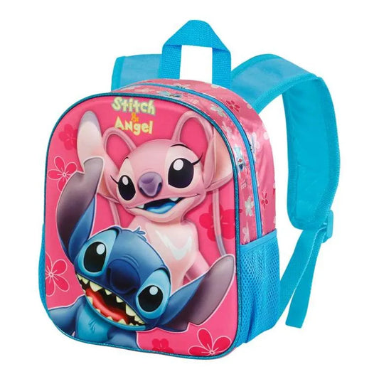 Mochila 3D Stitch & Angel 32cm - Papelaria Encantada
