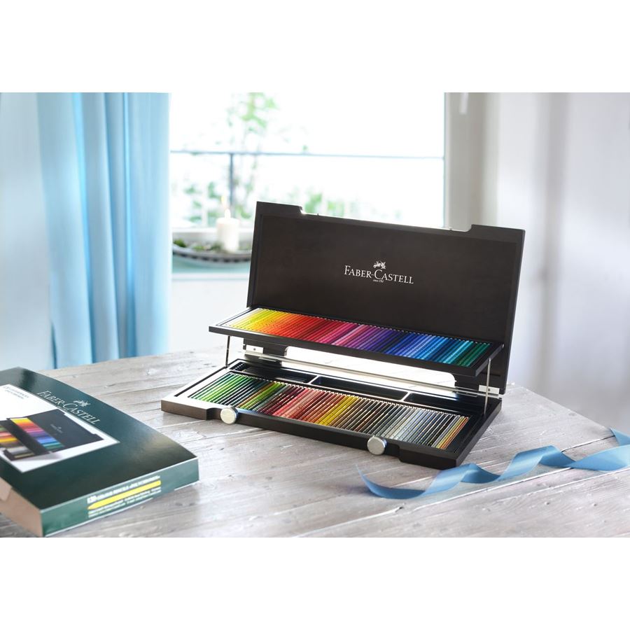 Estojo de Madeira Faber-Castell Polychromos – 120 Lápis de Cor – detalhe